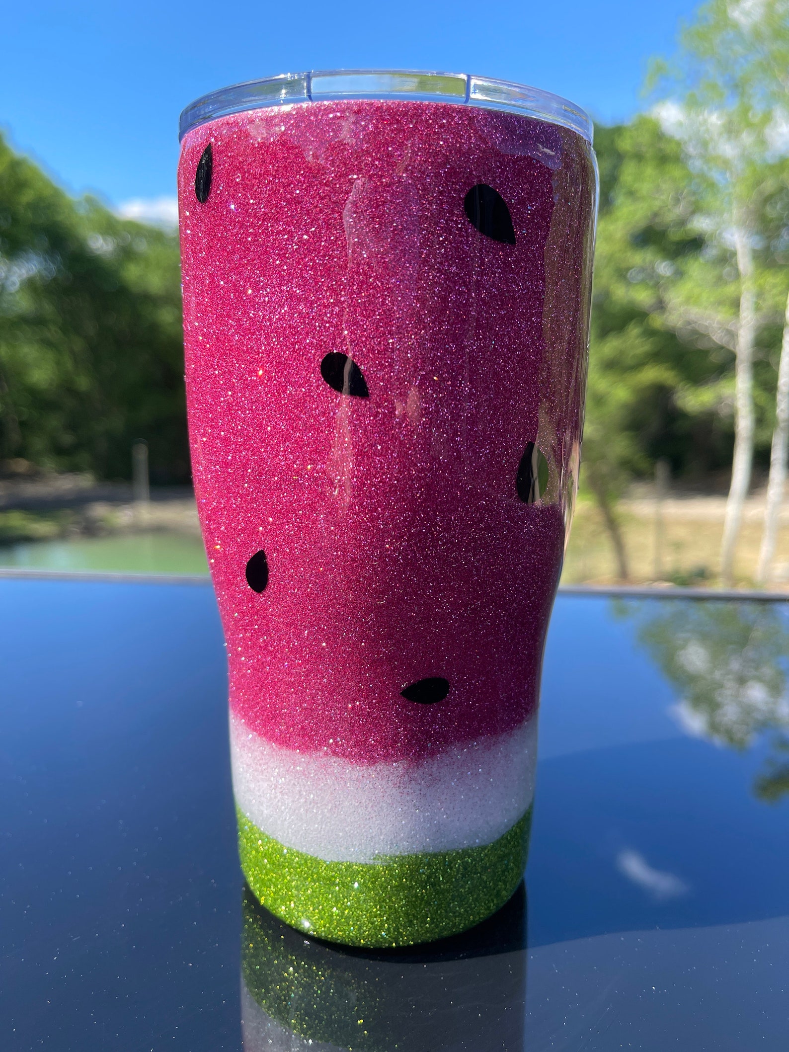 Watermelon tumbler cup 20oz with SEEDS Etsy