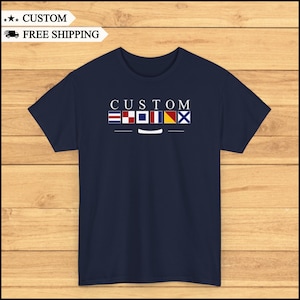 Camiseta de algodón con bandera náutica personalizada, regalo para amantes de la navegación