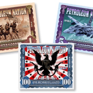 Currency Art - Petroleum Nation Coupons - Political Art, Money Art, Political Satire - Lot of 3