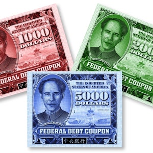 Currency Art - Federal Debt Coupons - Political Art, Money Art, Political Satire - Lot of 3
