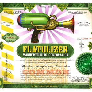 Steampunk Art - Flatulizer Stock Certificate - Steampunk Wall Art - Steampunk Decor