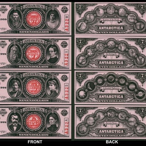Fantasy currency - Antarctica Dream-Dollars 7 Dollar Mint Set - Currency Art, Money Art - Steampunk Money