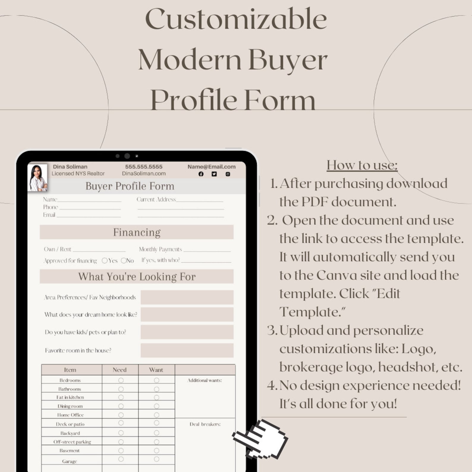 Real Estate Agent Template Buyer Profile Form Template Canva Template Real Estate Agent Template Buyer Profile Form Template Canva Template