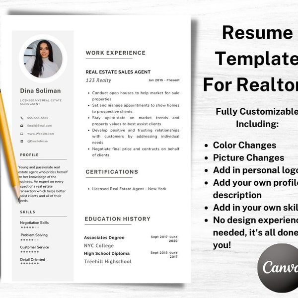 Realtor Resume, Real Estate Agent Resume TEMPLATE, Modern Real Estate Agent Resume, Real Estate Template, Real Estate Advertising, Realtor