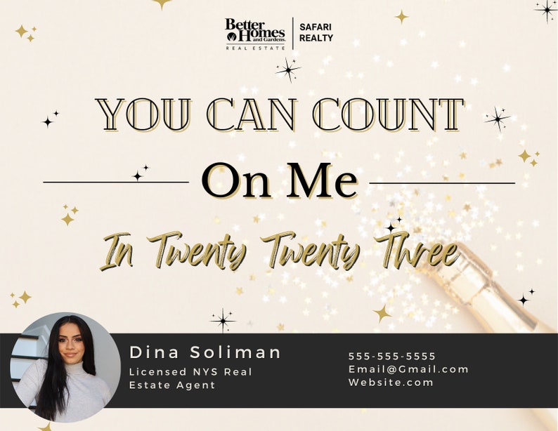 Real Estate New Years Postcard TEMPLATE, Modern Real Estate Post Card