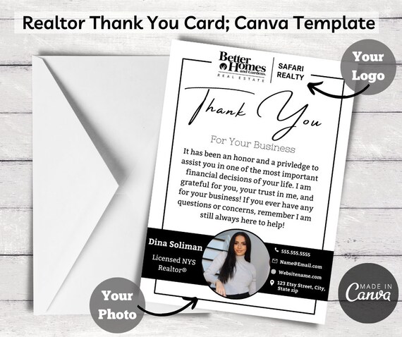 Real Estate Thank You Card TEMPLATE Modern Real Estate Thank - Etsy