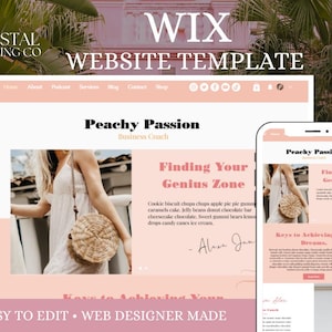 Peachy Passion Wix Website Template | Business Coach Website Design | Editable Wix Template for Coaches, Creatives & Consultants