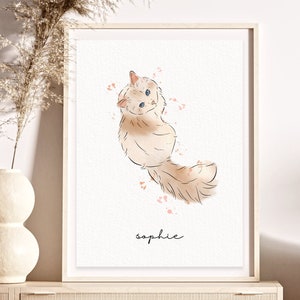 Benutzerdefiniertes Aquarell Haustierporträt, Katzenporträt, Hundeporträts von Fotos, Haustiermalerei, benutzerdefinierte Malerei, Haustierillustration, personalisierte Kunst