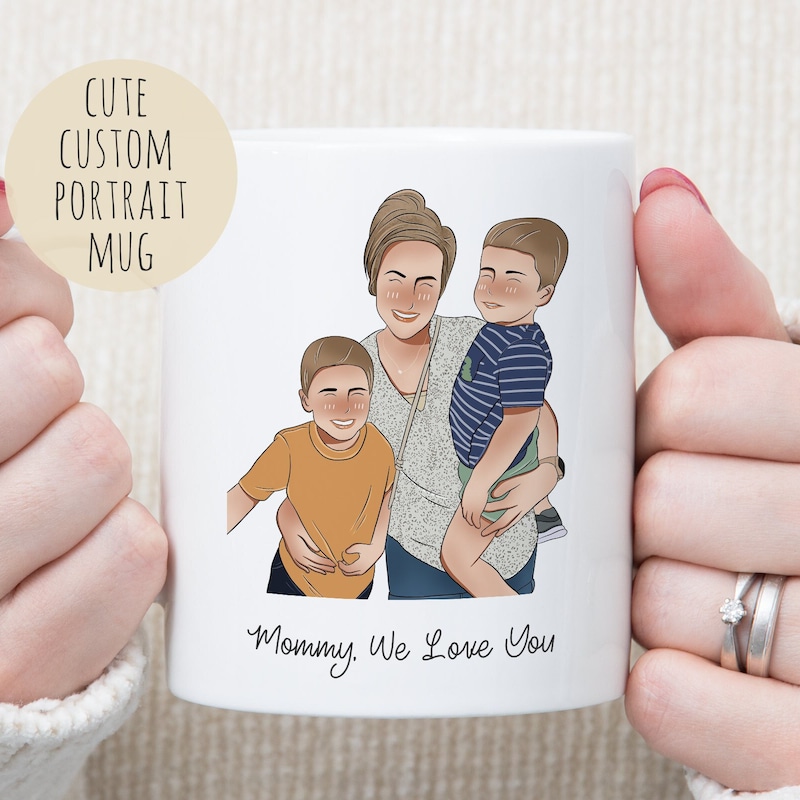 Walking Mom Cartoon Photo - Personalized Custom Glass Mug main image 0