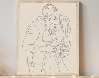 Custom Line Drawing Couple, Custom Portrait, Couple Line Art, Family Portrait, Personalized Gift for Family, Friends, Sketches From Photo