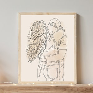 Custom Couple Portrait from Photo, Couple Art Print, Couple Line Drawing, Soulmate Drawing, Photo to Sketch, Anniversary Wedding Gift