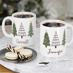 Christmas Aspen Personalized Coffee Mug, Christmas Tree Mug, Custom Name Mug, Chistmas Gifts, Hot Cocoa Mug, Holiday Mug, Gift for Family