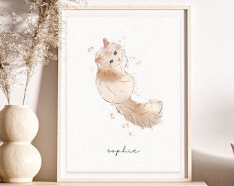Custom Watercolor Pet Portrait, Cat Portrait, Dog Portraits from Photos, Pet Painting, Custom Painting, Pet Illustration, Personalized Art