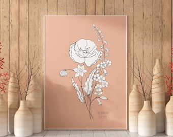 Customizable Birth Month Flowers Wall Art, Family Wildflower Bouquet Print, Botanical Print, Family Flower Print, Personalized Gifts
