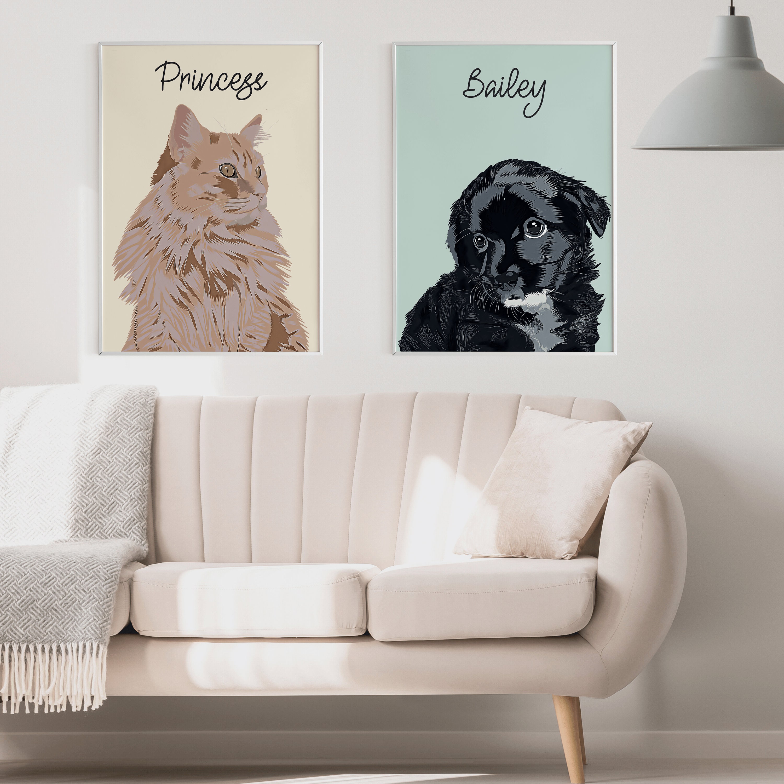 Custom Pet Portrait Dog Wall Art Portrait from Photo New | Etsy
