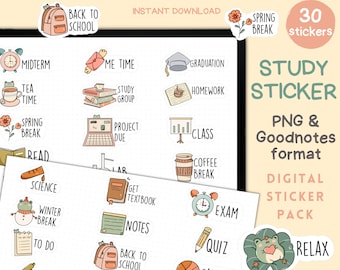 Lernsticker für Goodnotes, Goodnotes Sticker für Studenten, Icon Sticker, digitale Sticker für Schule, College, Klasse, Planner Sticker
