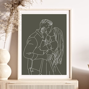 Custom Line Drawing Couple, Custom Portrait, Couple Line Art, Wedding Portrait, Personalized Art, First Anniversary Gift, Chirtmast Gifts