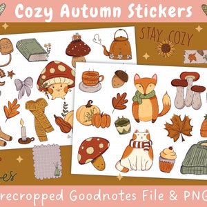 Cozy Autumn Goodnotes Stickers, Autumn Digital Sticker Bundle for GoodNotes, Fall Stickers, Ipad Planner, Widgets for Digital Planners