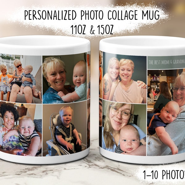 Personalized Photo Collage Mug, Sublimation Photo Coffee Mug, Custom Mug from Pictures, Gift for Couples Mom Wife, Valentines's Day Gifts