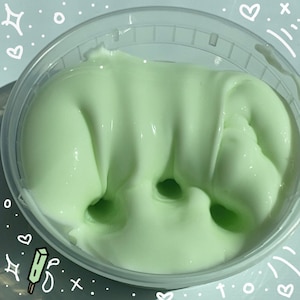 honeydew melon ice cream scented thick and glossy slime - 8 ounces, super glossy, super thick, and super clicky !!
