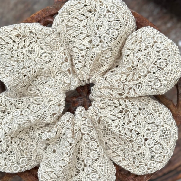 Beautiful flower shaped  Scrunchie , made from embroidered cotton