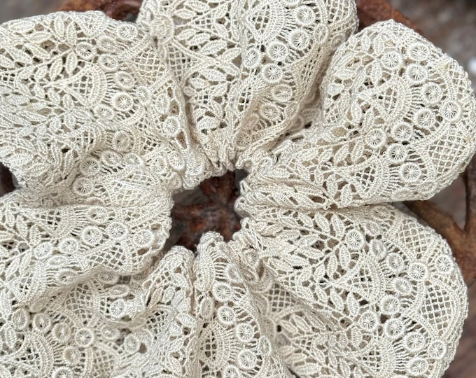 Beautiful flower shaped  Scrunchie , made from embroidered cotton