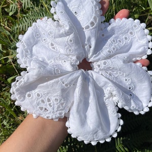 Beautiful flower shaped  Scrunchie , made from embroidered cotton