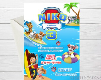 Paw Patrol Pool Party Etsy Paw Patrol Pool Party Etsy