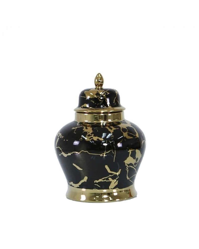 Set Of Two Black & Gold Ginger Jars Etsy