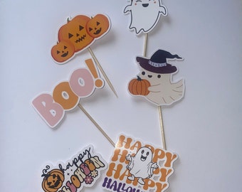 Cute Halloween Cupcake Toppers, Pumpkin, Ghost, Dessert Decorations,Hlloween Party decorations