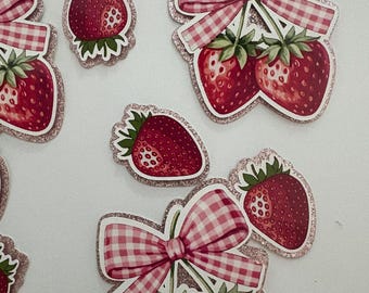 Strawberry and Bows Cupcake Toppers, Berry 1st Birthday, Mothers Day, Berry Sweet One