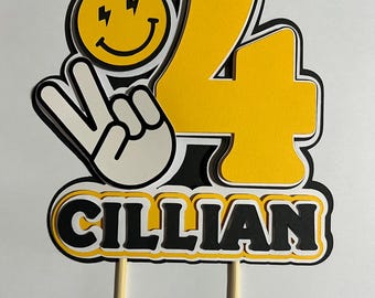 One Cool Dude Cake Topper, four-ever young, Smiley Face Topper
