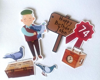 Personalised Racing pigeonTheme Cake Topper, Bird Enthusiast Gift, Handcrafted Cake Decoration, Custom Cake Accessory, Fathers Day