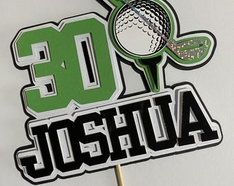Personalised golf themed cake topper, ideal cake decoration for birthday, retirement and award party