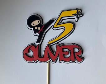 Personalised Ninja Cake Topper, Custom Birthday Cake Decoration, Name and Age Cake Accessory,  Ninja Fan cake topper for boys and girls