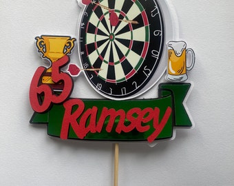 Personalised Dartboard Cake Topper Decoration, Sports Lover Cake Decor, Birthday Party Cake Decoration
