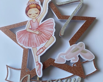 Personalised Ballerina Birthday Cake Topper for Dancing themed party