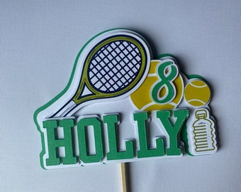 Personalised Tennis themed cake topper for Birthday party