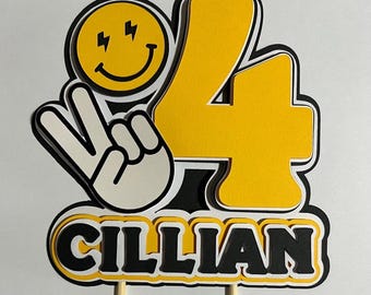 One Cool Dude Cake Topper, four-ever young, Smiley Face Topper