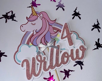Personalized Unicorn Cake Topper | Birthday Party Decor | Custom Name Cake Decoration | Magical Rainbow Birthday Topper