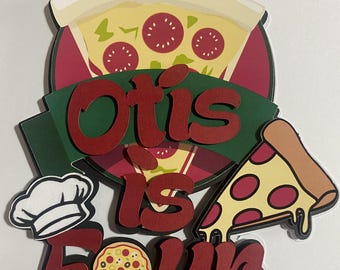 Personalised Pizza Party Cake Topper