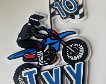 Personalised Dirt Bike Cake Topper, Motor Bike themed Party, Motorcross