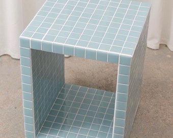 Tile Table - Tile Side Table - Handmade Tile Table - Tile Furniture - Vinyl Storage - Bookcase - Home Design 400 x 400 x 400 mm