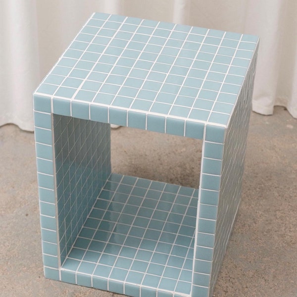 Tile Table - Tile Side Table - Handmade Furniture - Tile Furniture - Vinyl Storage - Bookcase - Home Design 400 x 400 x 400 mm