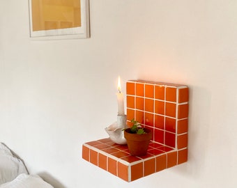 Tile Shelf - Tile Table - Handmade Tile Table - Floating Tile Shelf - Shelf - Home Furniture 220 x 220 x 220 mm