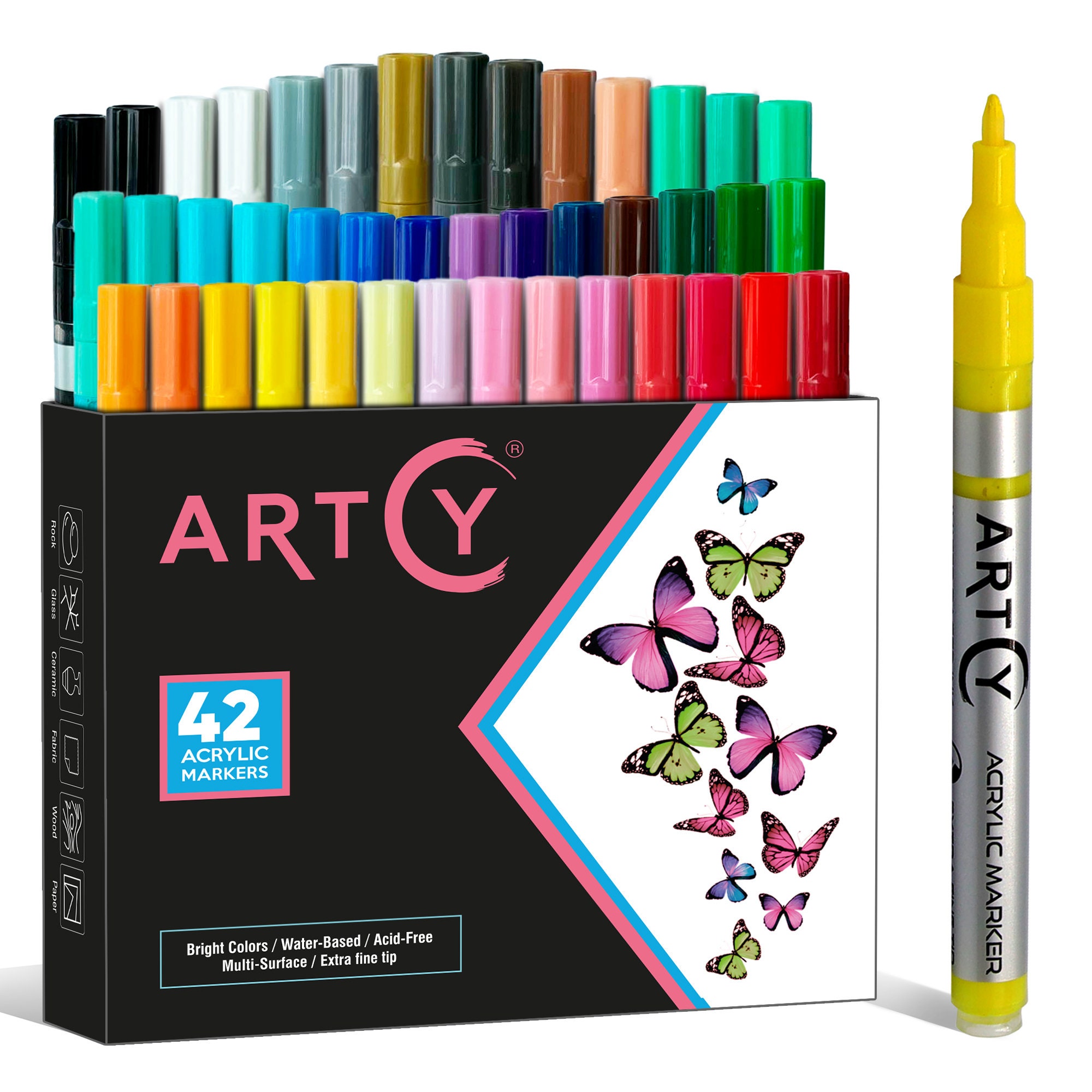 Incraftables Acrylic Paint Pens (12 Colors). Paint Markers for Rocks,  Canvas, Wood, Plastic, Fabric, Metal & Glass. Best Acrylic Paint Markers.  Stone & Rock Painting Markers Set for Kids & Adults