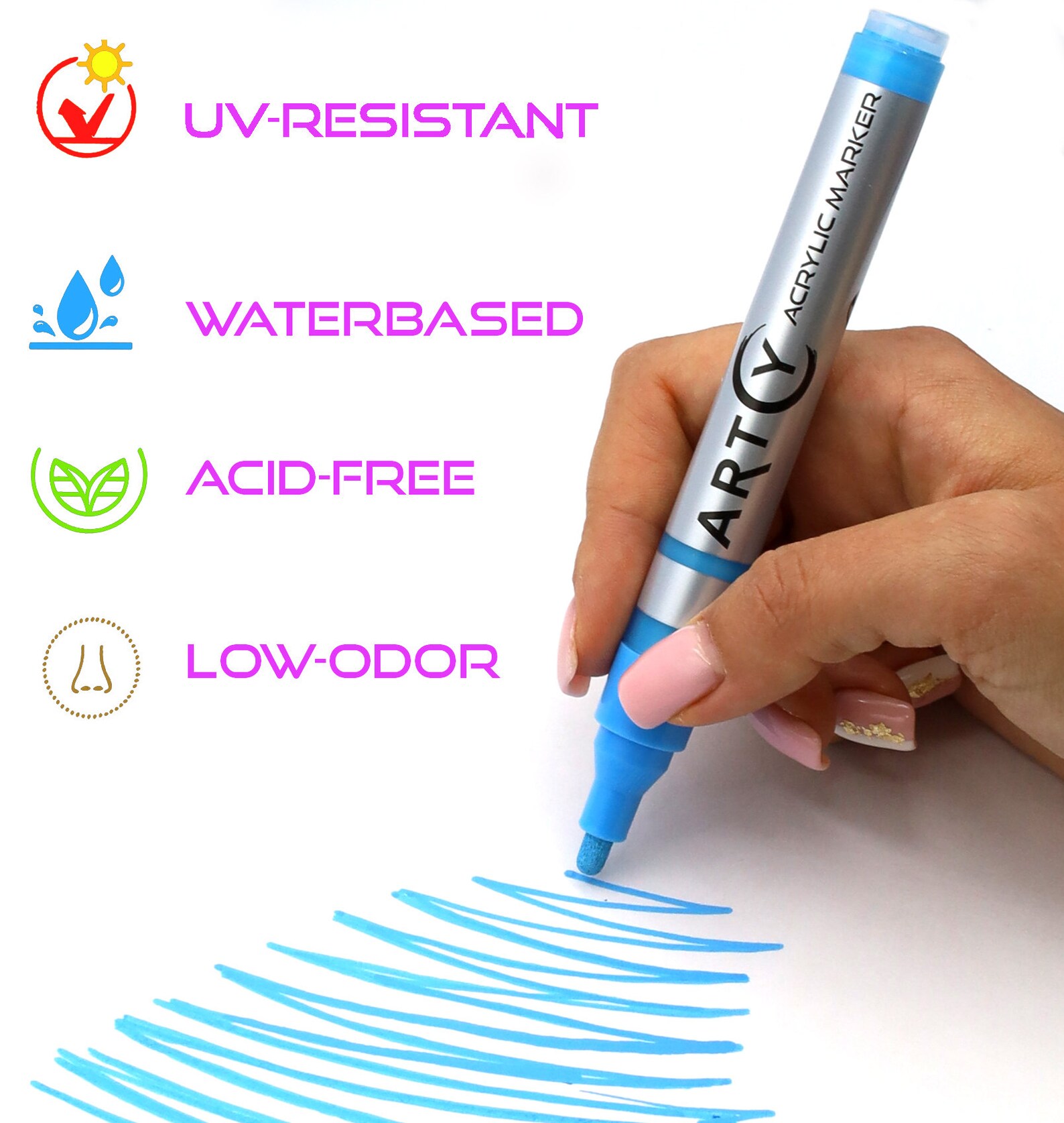 24 Acrylic Paint Pens Medium Tip Markers 2mm Great for Etsy