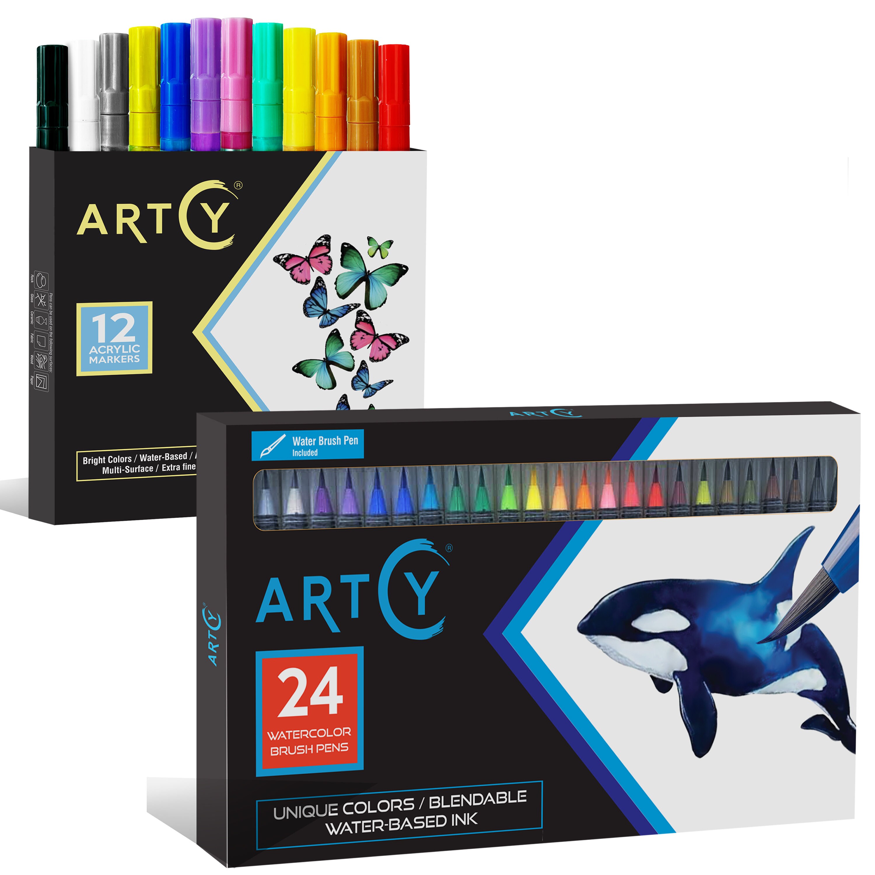KINGART® PRO Extra Fine Point Acrylic Paint Pen Markers, Water-Based Ink,  Set of 12 Colors in 2023