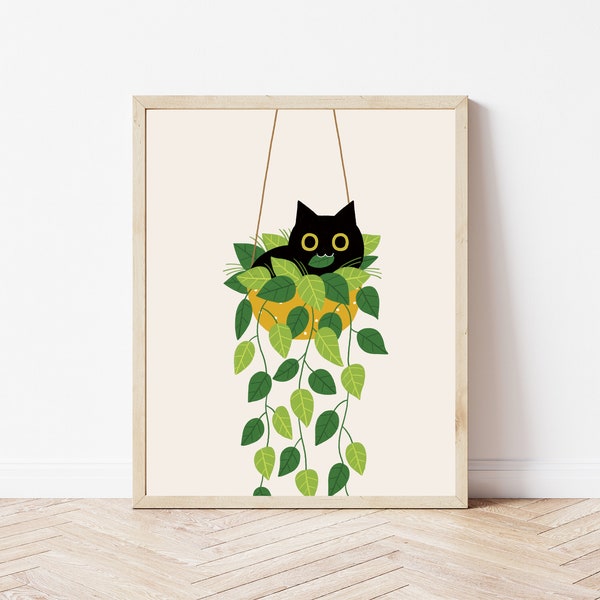 Cat Print, Cat Plant, Plants, Plants Pot, Hanging Planter, Plants Lover Gift