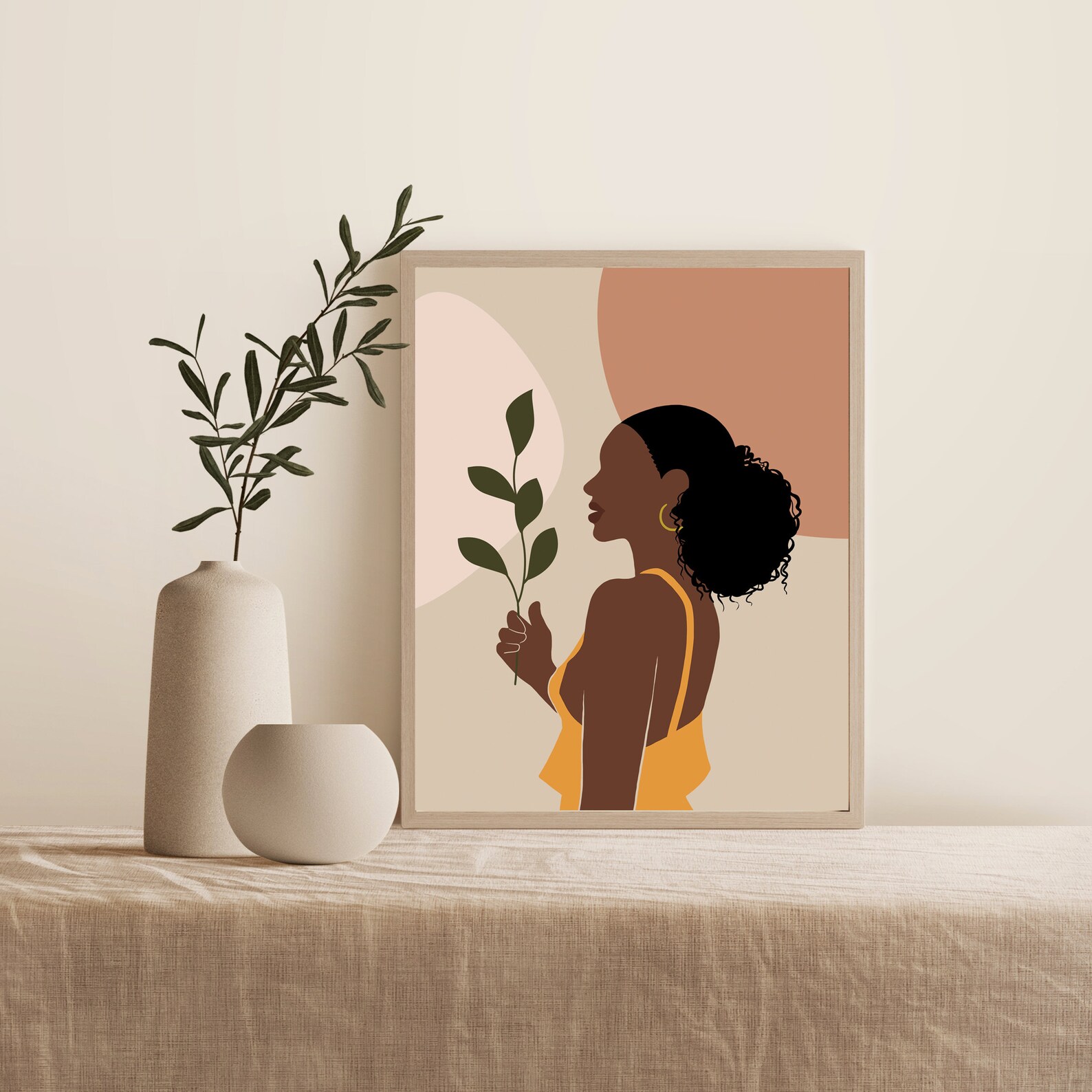 Woman Print Female Printable Wall Art Digital Print Neutral Etsy